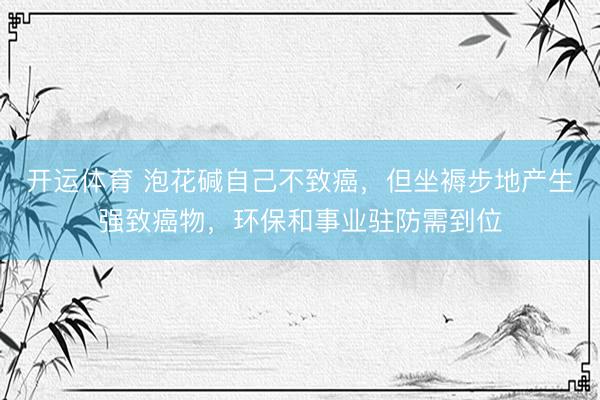 开运体育 泡花碱自己不致癌，但坐褥步地产生强致癌物，环保和事业驻防需到位