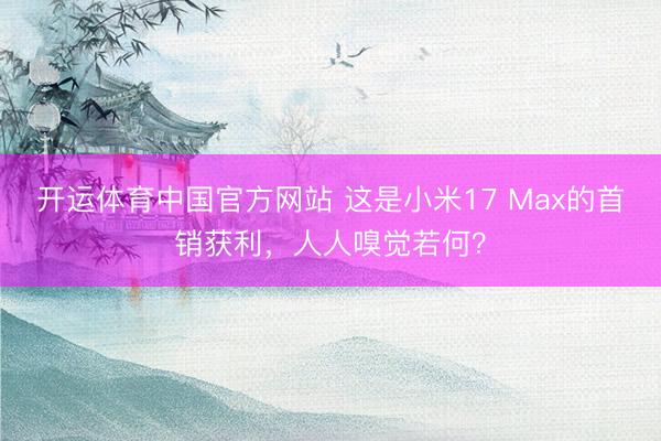 开运体育中国官方网站 这是小米17 Max的首销获利，人人嗅觉若何？