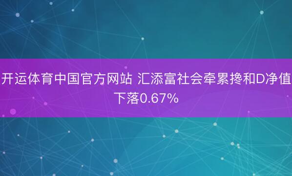 开运体育中国官方网站 汇添富社会牵累搀和D净值下落0.67%